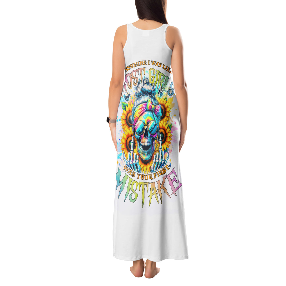 Skull Girl Tank Maxi Dress Assuming I Was Like Most Girls Was Your First Mistake - Wonder Print Shop