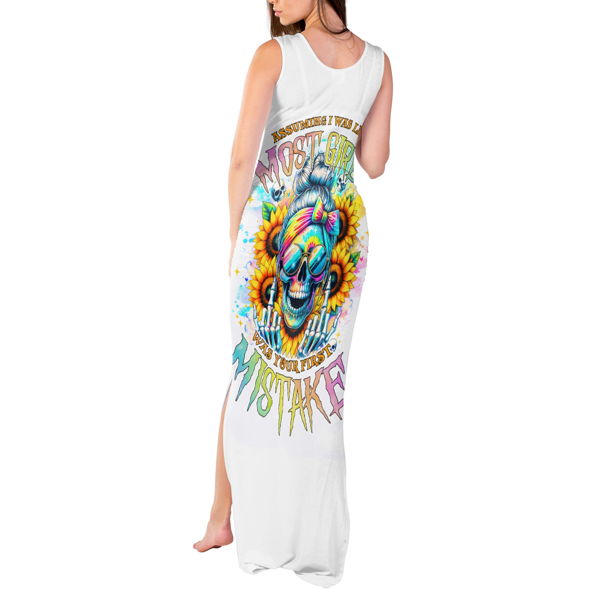 Skull Girl Tank Maxi Dress Assuming I Was Like Most Girls Was Your First Mistake - Wonder Print Shop