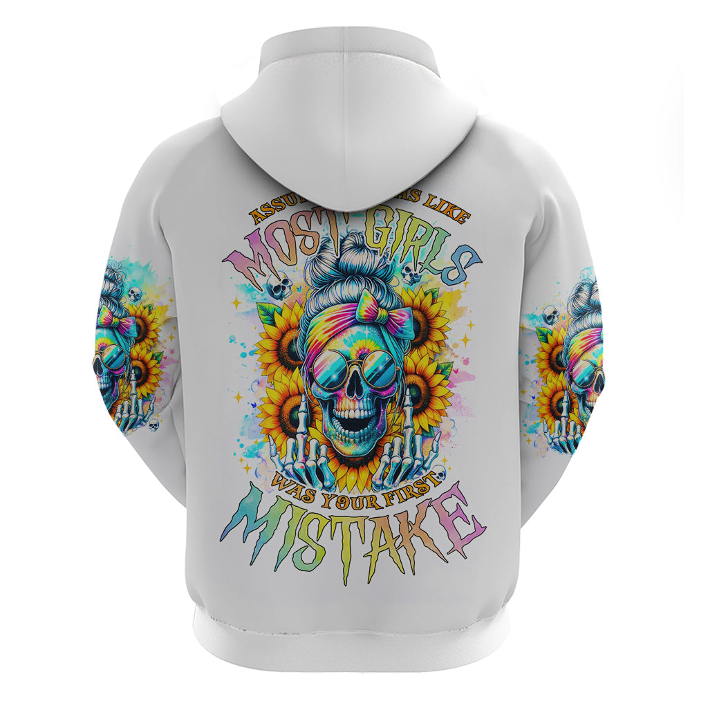 Skull Girl Zip Hoodie Assuming I Was Like Most Girls Was Your First Mistake - Wonder Print Shop