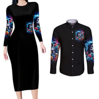 Couple Skull Couples Matching Long Sleeve Bodycon Dress and Long Sleeve Button Shirt It't You And Me Against The World Baby - Wonder Print Shop