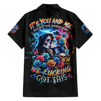 Couple Skull Family Matching Puletasi and Hawaiian Shirt It't You And Me Against The World Baby - Wonder Print Shop