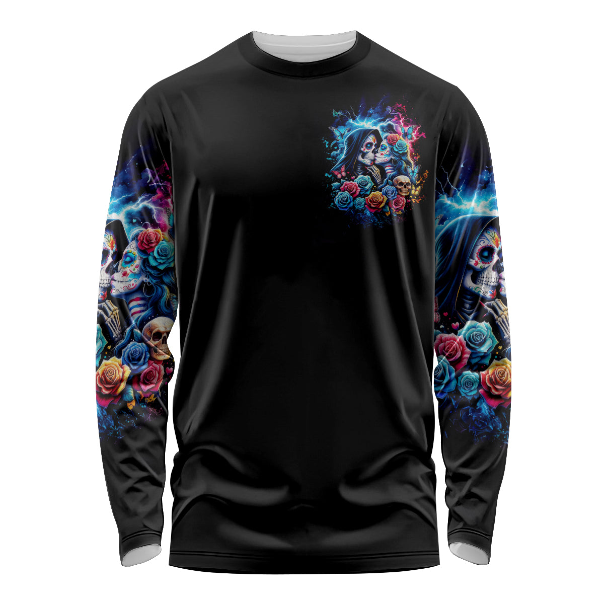 Couple Skull Long Sleeve Shirt It't You And Me Against The World Baby - Wonder Print Shop