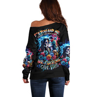Couple Skull Off Shoulder Sweater It't You And Me Against The World Baby - Wonder Print Shop