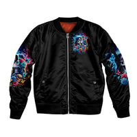 Couple Skull Sleeve Zip Bomber Jacket It't You And Me Against The World Baby - Wonder Print Shop