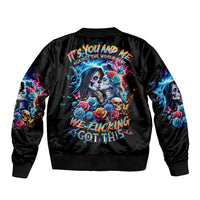 Couple Skull Sleeve Zip Bomber Jacket It't You And Me Against The World Baby - Wonder Print Shop