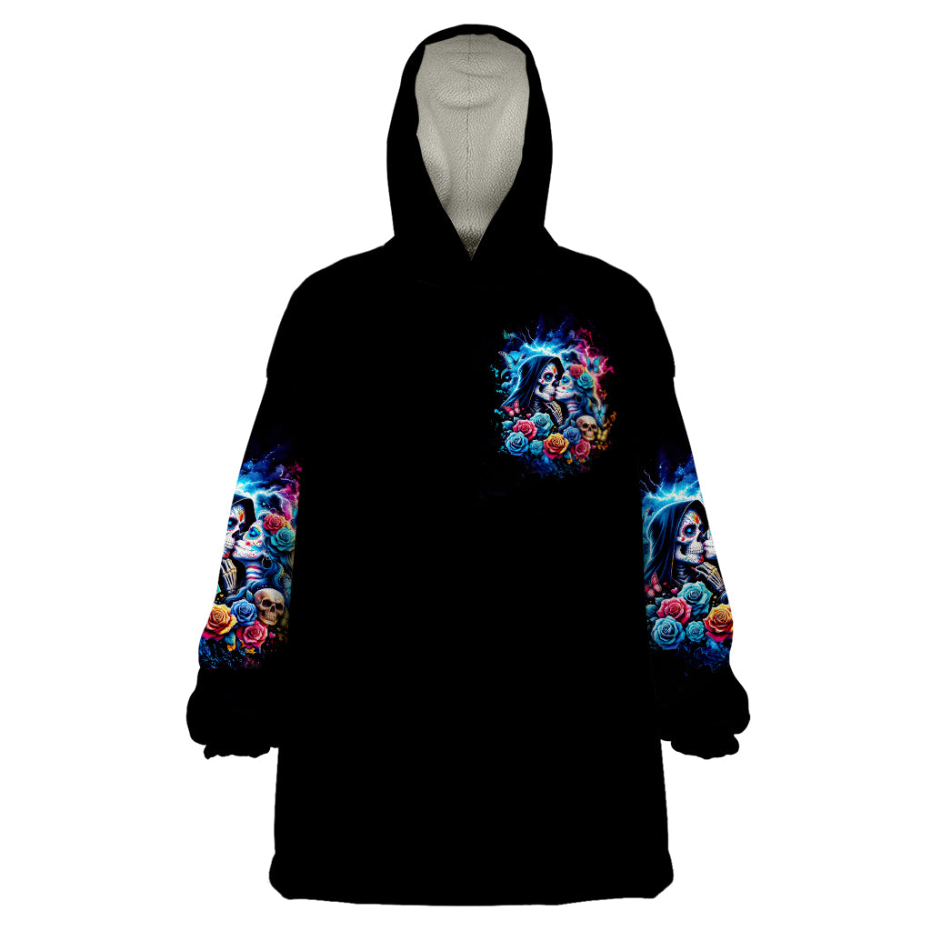 Couple Skull Wearable Blanket Hoodie It't You And Me Against The World Baby - Wonder Print Shop