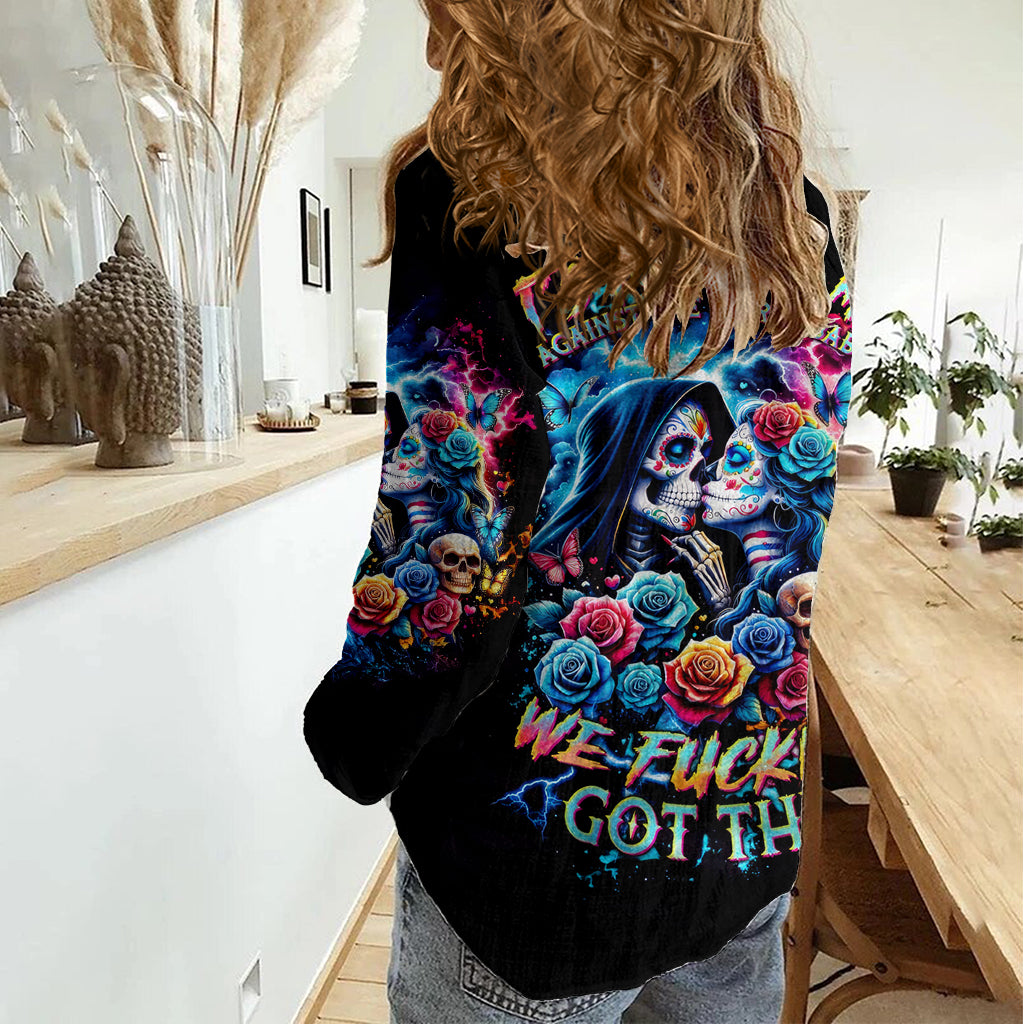 Couple Skull Women Casual Shirt It't You And Me Against The World Baby - Wonder Print Shop