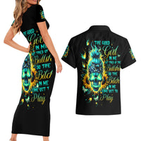 Flame Skull Couples Matching Short Sleeve Bodycon Dress and Hawaiian Shirt The Good Girl In Me Got Tired Of The Bullshit - Wonder Print Shop