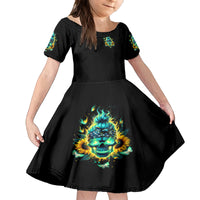 Flame Skull Family Matching Long Sleeve Bodycon Dress and Hawaiian Shirt The Good Girl In Me Got Tired Of The Bullshit - Wonder Print Shop