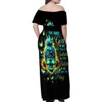 Flame Skull Family Matching Off Shoulder Maxi Dress and Hawaiian Shirt The Good Girl In Me Got Tired Of The Bullshit - Wonder Print Shop