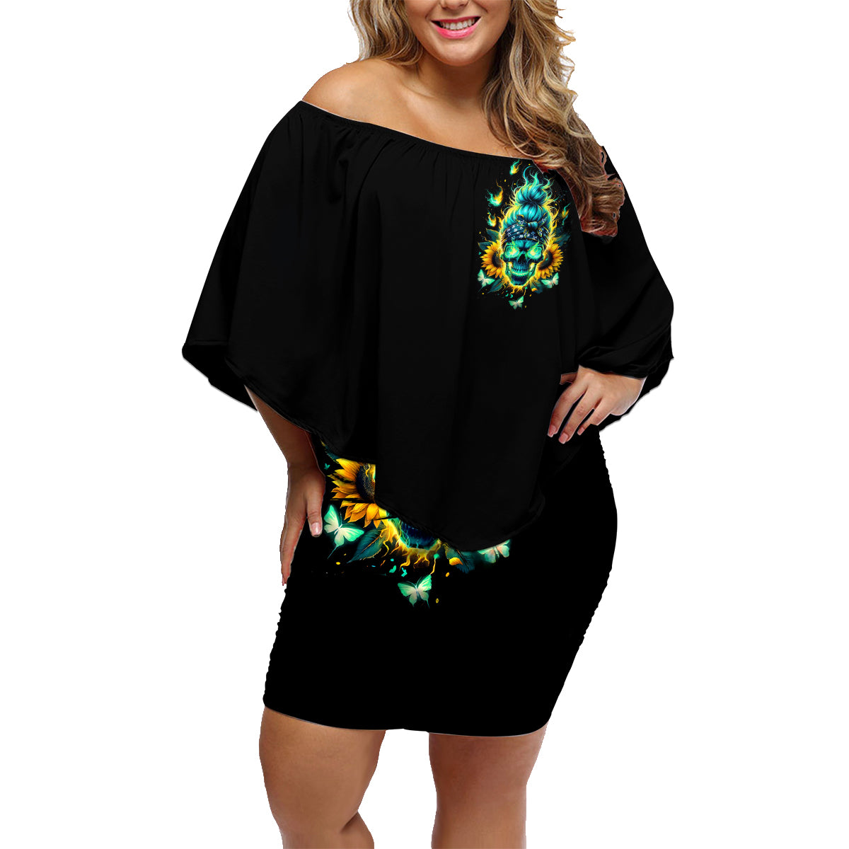 Flame Skull Family Matching Off Shoulder Short Dress and Hawaiian Shirt The Good Girl In Me Got Tired Of The Bullshit - Wonder Print Shop