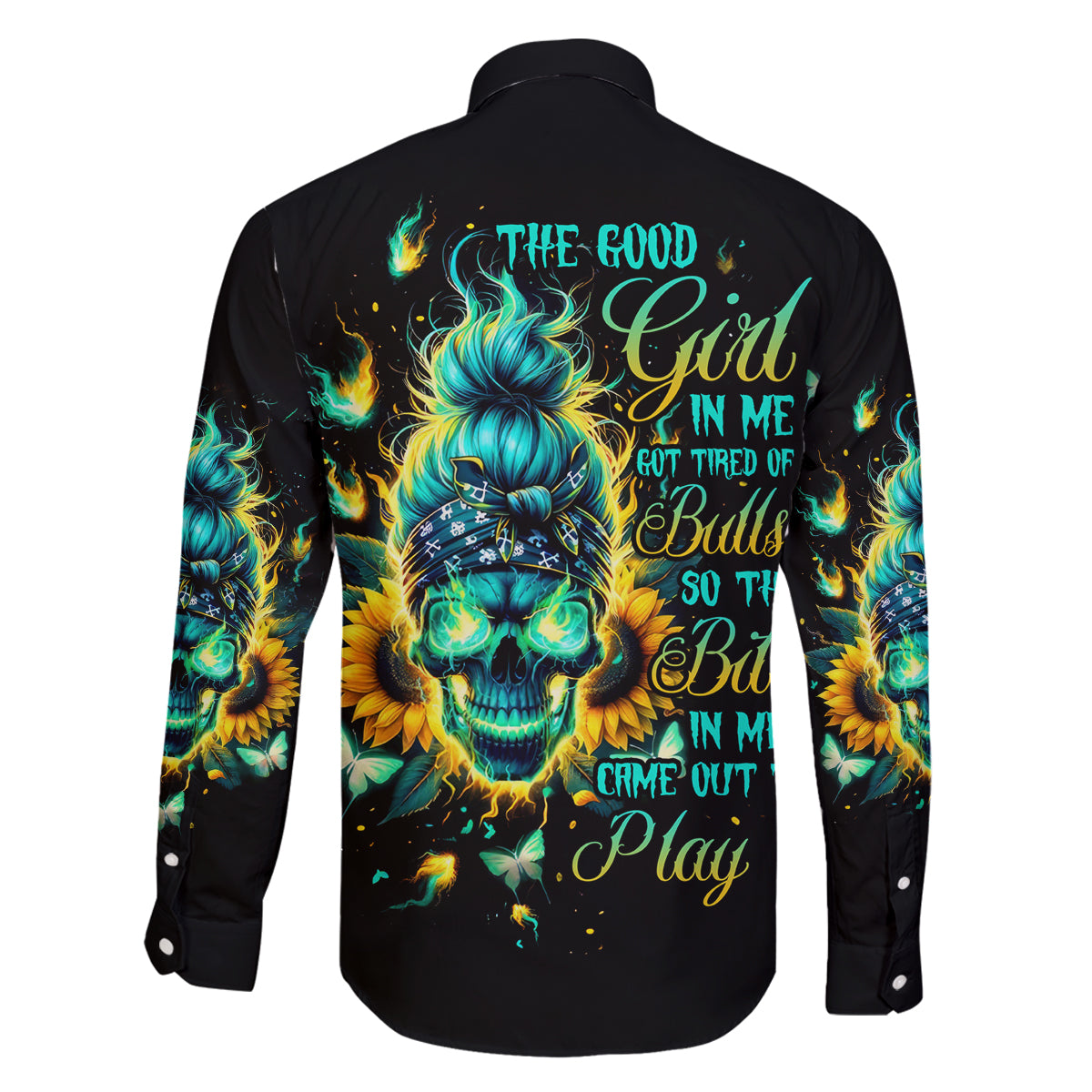 Flame Skull Family Matching Summer Maxi Dress and Hawaiian Shirt The Good Girl In Me Got Tired Of The Bullshit - Wonder Print Shop