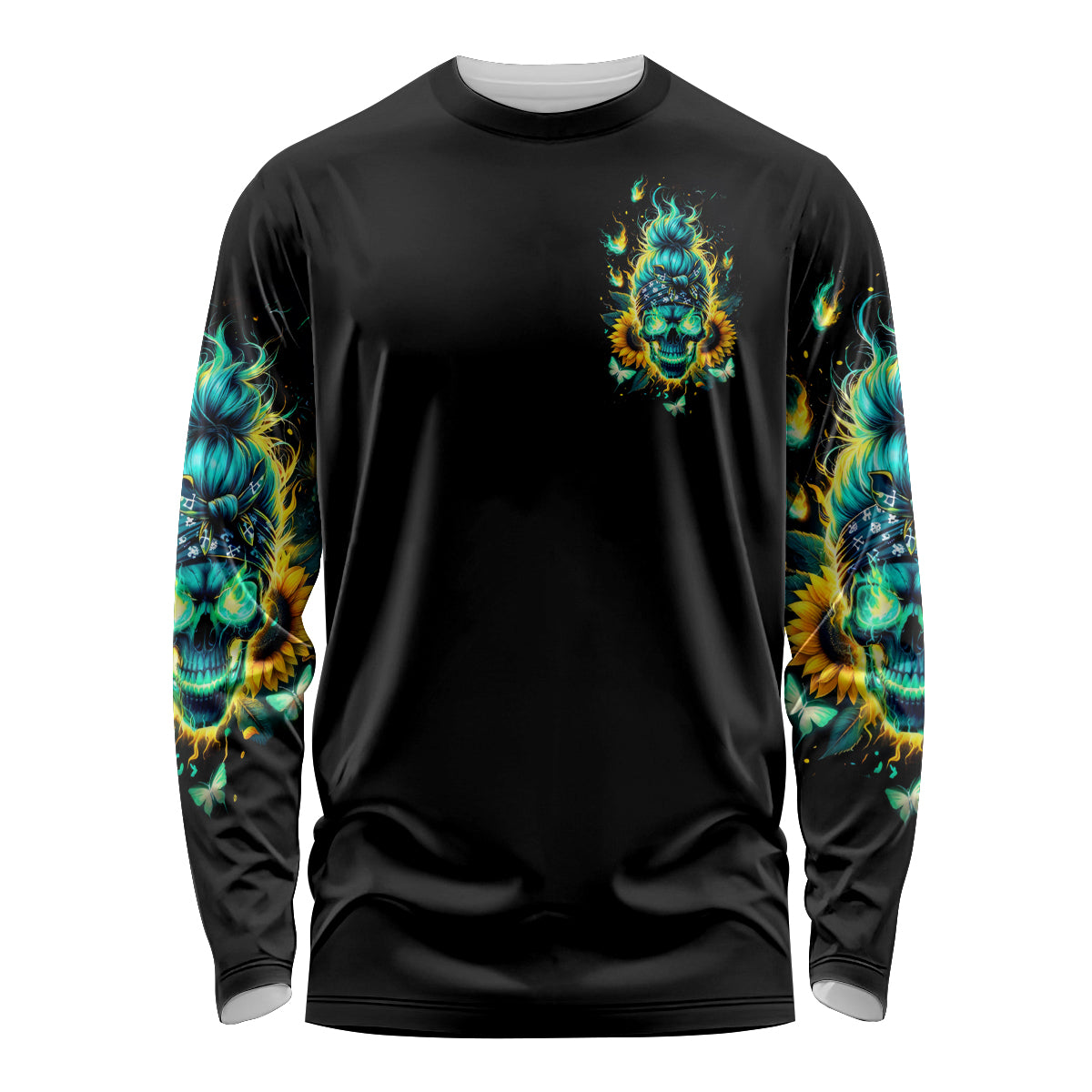 Flame Skull Long Sleeve Shirt The Good Girl In Me Got Tired Of The Bullshit - Wonder Print Shop