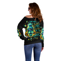 Flame Skull Off Shoulder Sweater The Good Girl In Me Got Tired Of The Bullshit - Wonder Print Shop