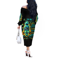 Flame Skull Off The Shoulder Long Sleeve Dress The Good Girl In Me Got Tired Of The Bullshit - Wonder Print Shop
