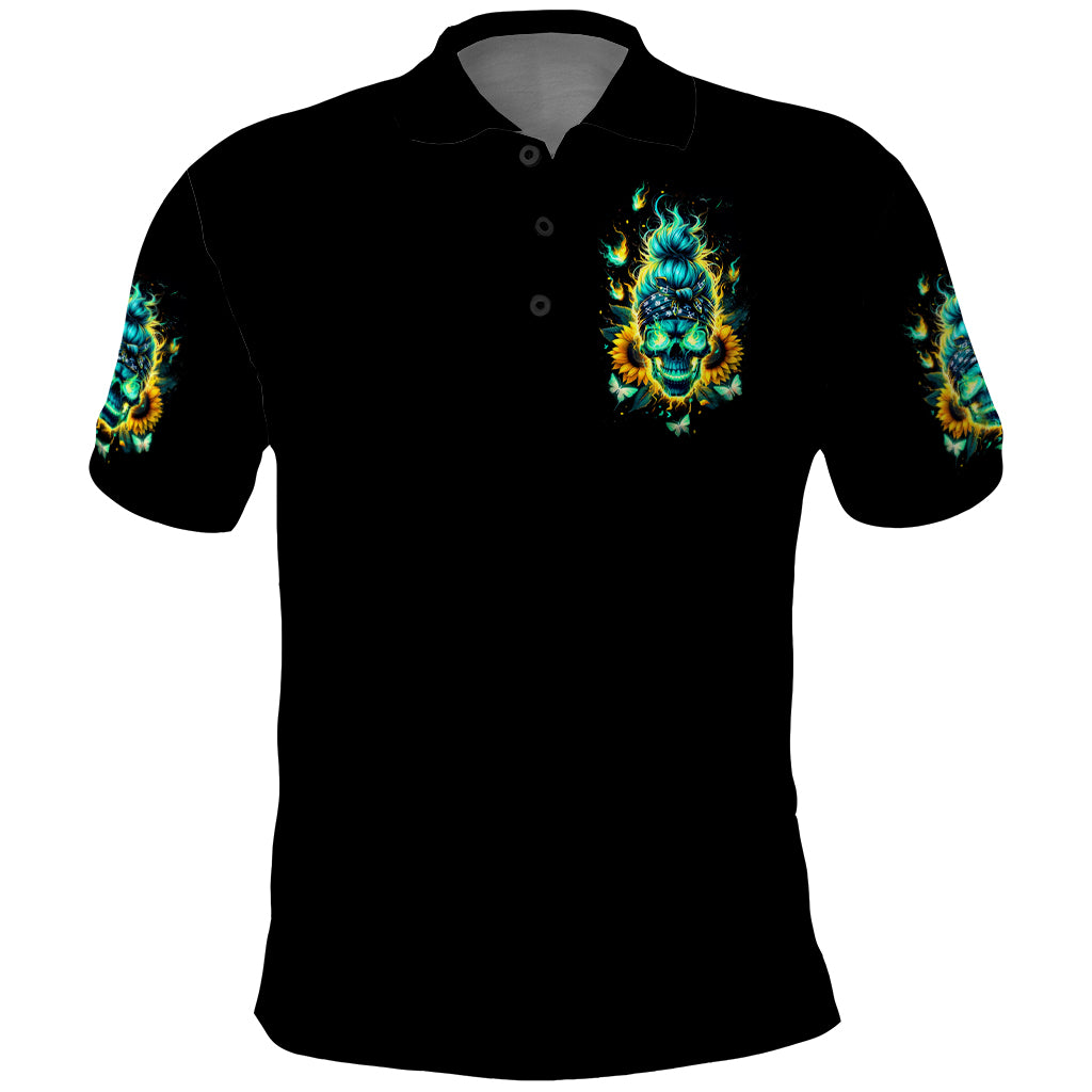 Flame Skull Polo Shirt The Good Girl In Me Got Tired Of The Bullshit - Wonder Print Shop