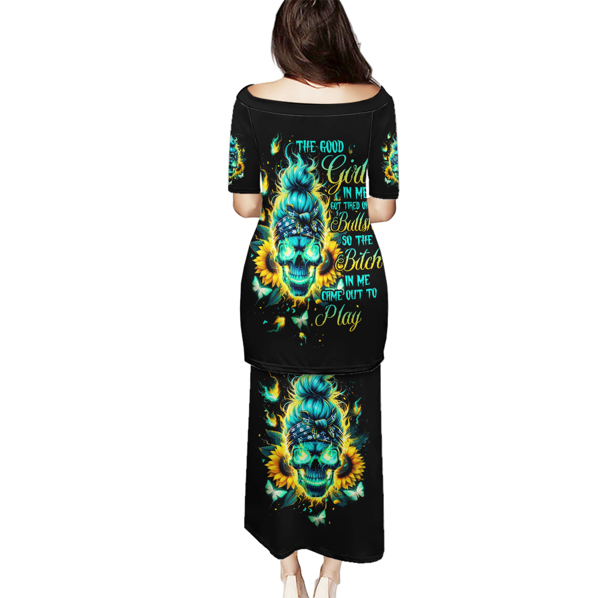 Flame Skull Puletasi The Good Girl In Me Got Tired Of The Bullshit - Wonder Print Shop