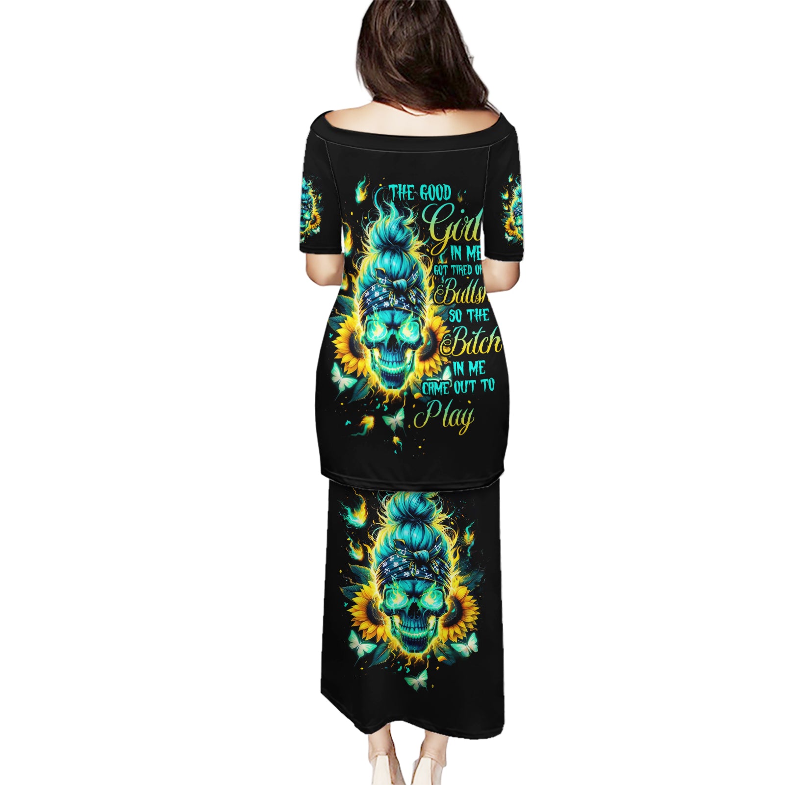 Flame Skull Puletasi The Good Girl In Me Got Tired Of The Bullshit - Wonder Print Shop