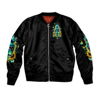 Flame Skull Sleeve Zip Bomber Jacket The Good Girl In Me Got Tired Of The Bullshit - Wonder Print Shop