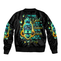 Flame Skull Sleeve Zip Bomber Jacket The Good Girl In Me Got Tired Of The Bullshit - Wonder Print Shop