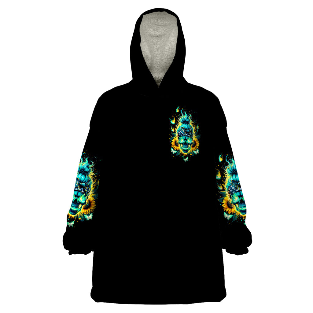 Flame Skull Wearable Blanket Hoodie The Good Girl In Me Got Tired Of The Bullshit - Wonder Print Shop