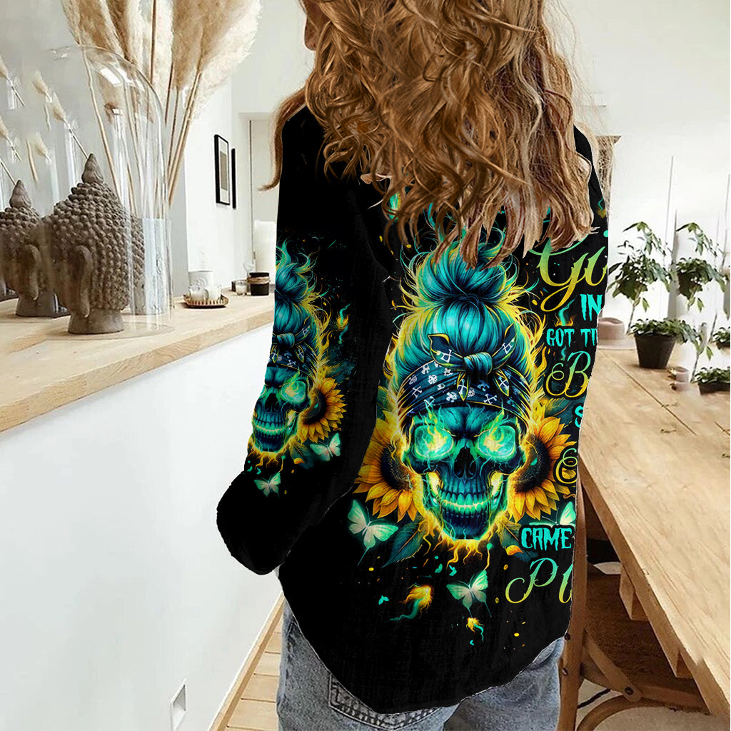 Flame Skull Women Casual Shirt The Good Girl In Me Got Tired Of The Bullshit - Wonder Print Shop