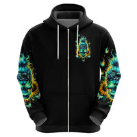 Flame Skull Zip Hoodie The Good Girl In Me Got Tired Of The Bullshit - Wonder Print Shop