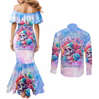 Rose Skull Couples Matching Mermaid Dress and Long Sleeve Button Shirt The Good Girl In Me Got Tired Of The Bullshit