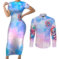 Rose Skull Couples Matching Short Sleeve Bodycon Dress and Long Sleeve Button Shirt The Good Girl In Me Got Tired Of The Bullshit - Wonder Print Shop