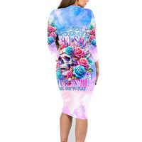 Rose Skull Family Matching Long Sleeve Bodycon Dress and Hawaiian Shirt The Good Girl In Me Got Tired Of The Bullshit - Wonder Print Shop