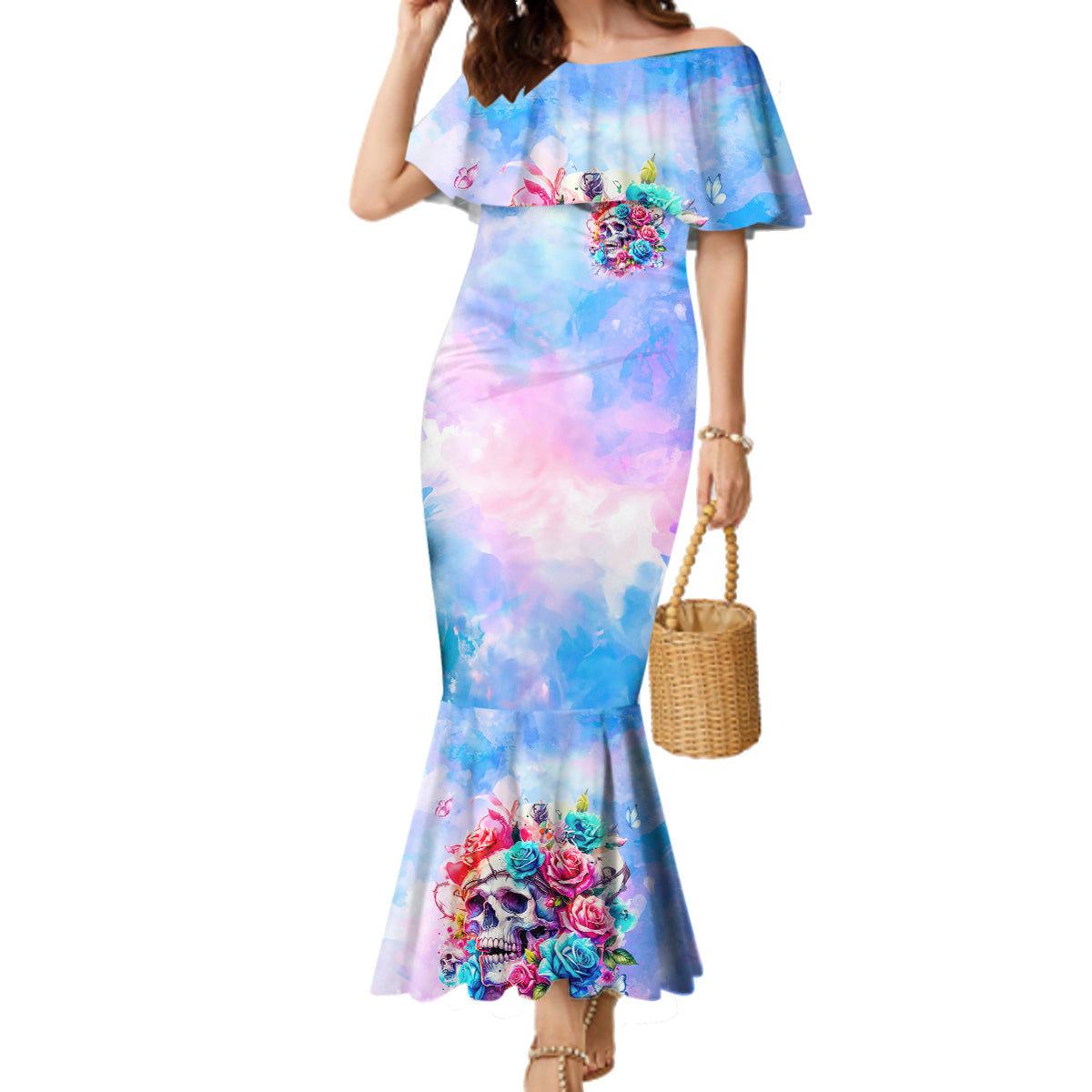 Rose Skull Family Matching Mermaid Dress and Hawaiian Shirt The Good Girl In Me Got Tired Of The Bullshit - Wonder Print Shop