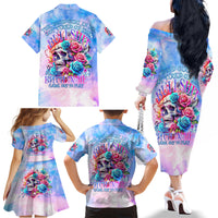 Rose Skull Family Matching Off Shoulder Long Sleeve Dress and Hawaiian Shirt The Good Girl In Me Got Tired Of The Bullshit - Wonder Print Shop