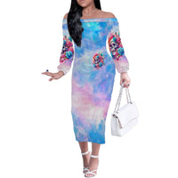 Rose Skull Family Matching Off Shoulder Long Sleeve Dress and Hawaiian Shirt The Good Girl In Me Got Tired Of The Bullshit - Wonder Print Shop