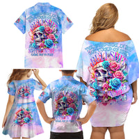 Rose Skull Family Matching Off Shoulder Short Dress and Hawaiian Shirt The Good Girl In Me Got Tired Of The Bullshit - Wonder Print Shop