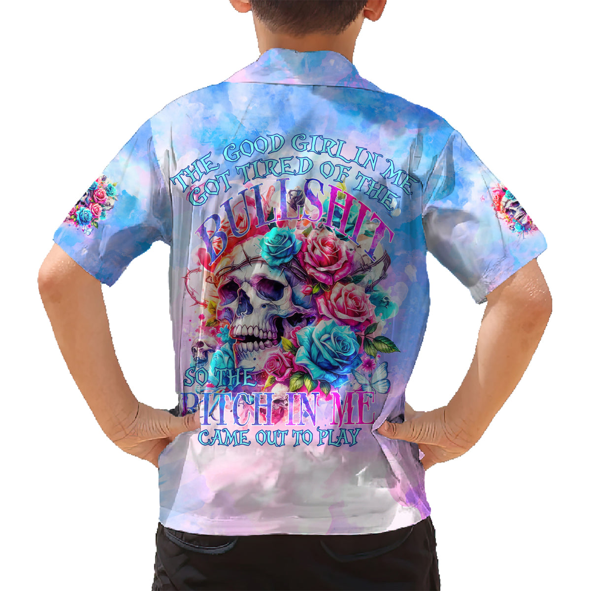 Rose Skull Hawaiian Shirt The Good Girl In Me Got Tired Of The Bullshit - Wonder Print Shop