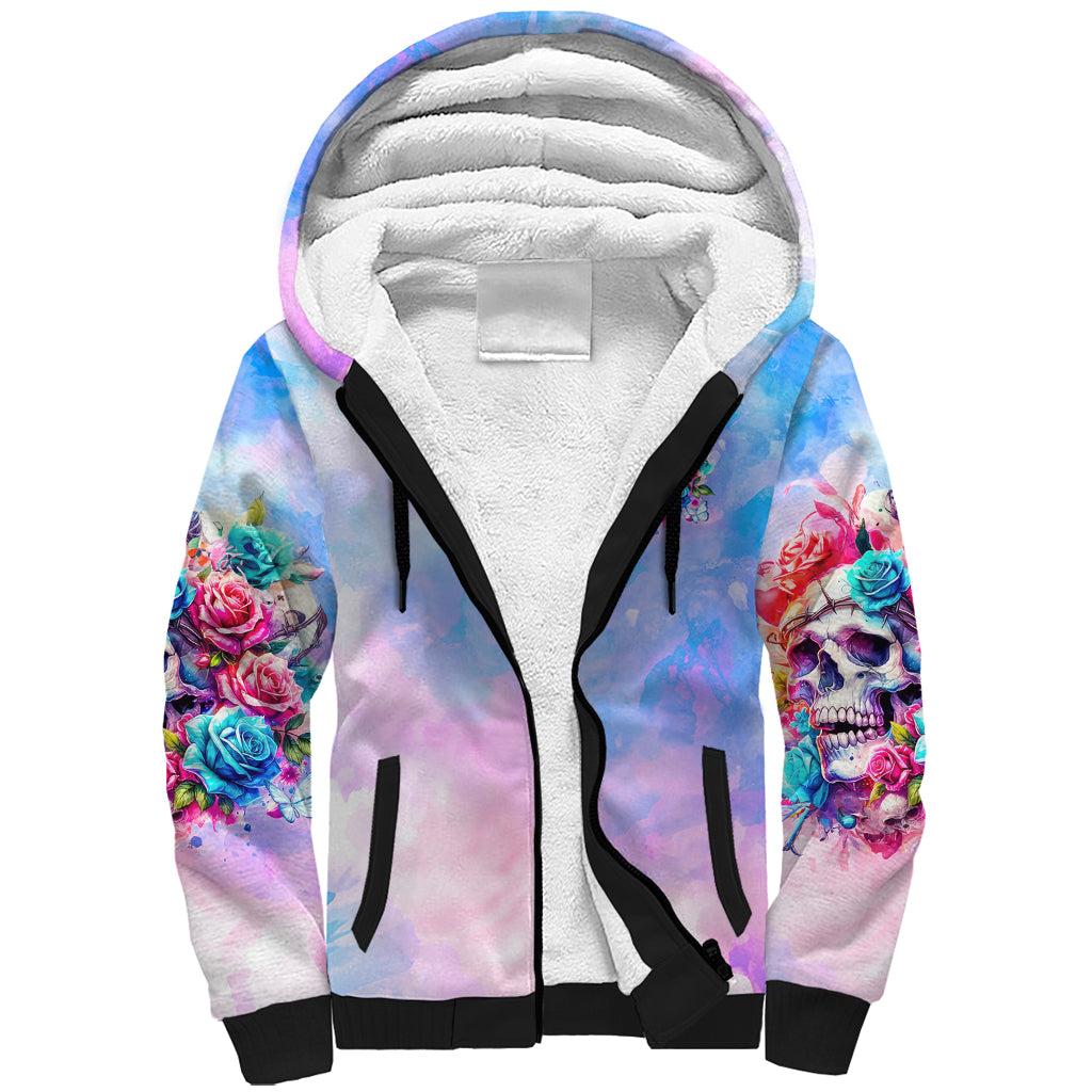 Rose Skull Sherpa Hoodie The Good Girl In Me Got Tired Of The Bullshit - Wonder Print Shop