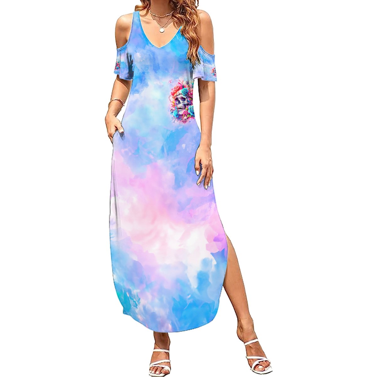 Rose Skull Summer Maxi Dress The Good Girl In Me Got Tired Of The Bullshit - Wonder Print Shop