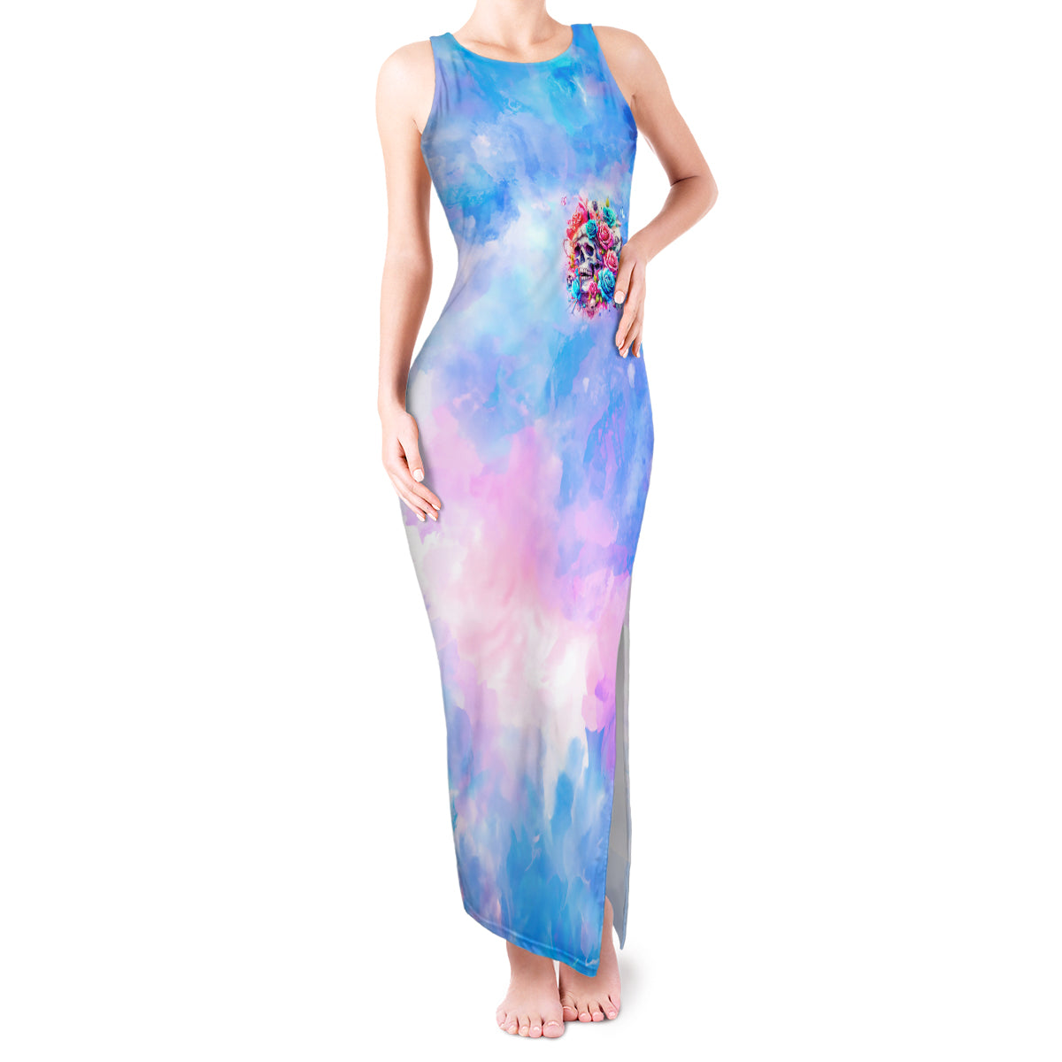 Rose Skull Tank Maxi Dress The Good Girl In Me Got Tired Of The Bullshit - Wonder Print Shop