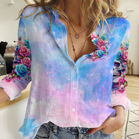 Rose Skull Women Casual Shirt The Good Girl In Me Got Tired Of The Bullshit - Wonder Print Shop