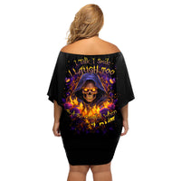 Flame Skull Family Matching Off Shoulder Short Dress and Hawaiian Shirt I Talk I Smite But Be Careful When I Silent - Wonder Print Shop