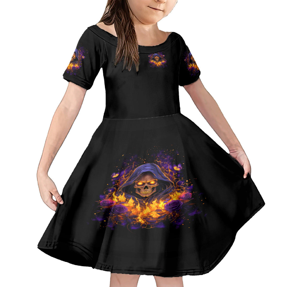 Flame Skull Family Matching Summer Maxi Dress and Hawaiian Shirt I Talk I Smite But Be Careful When I Silent - Wonder Print Shop