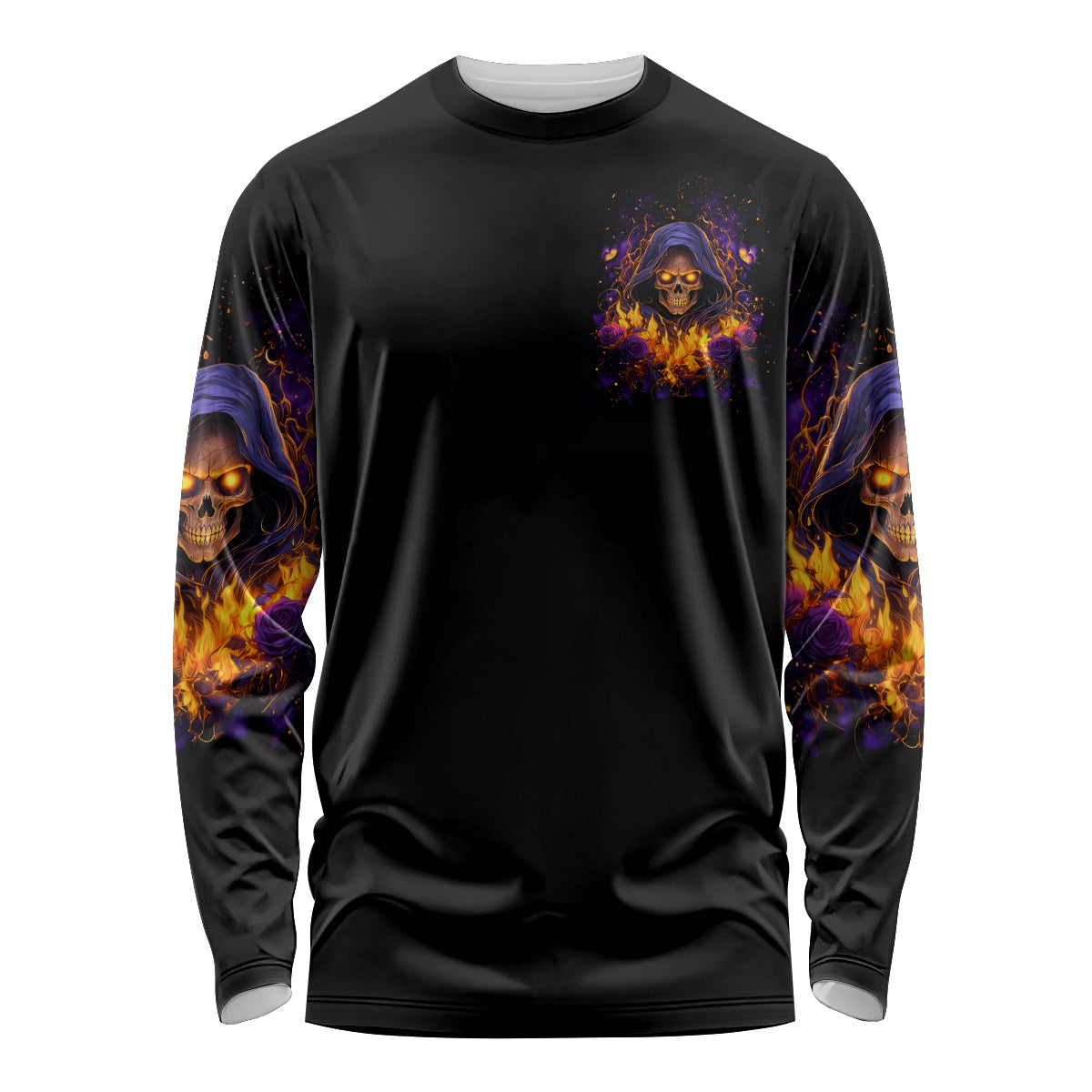Flame Skull Long Sleeve Shirt I Talk I Smite But Be Careful When I Silent - Wonder Print Shop