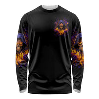 Flame Skull Long Sleeve Shirt I Talk I Smite But Be Careful When I Silent - Wonder Print Shop