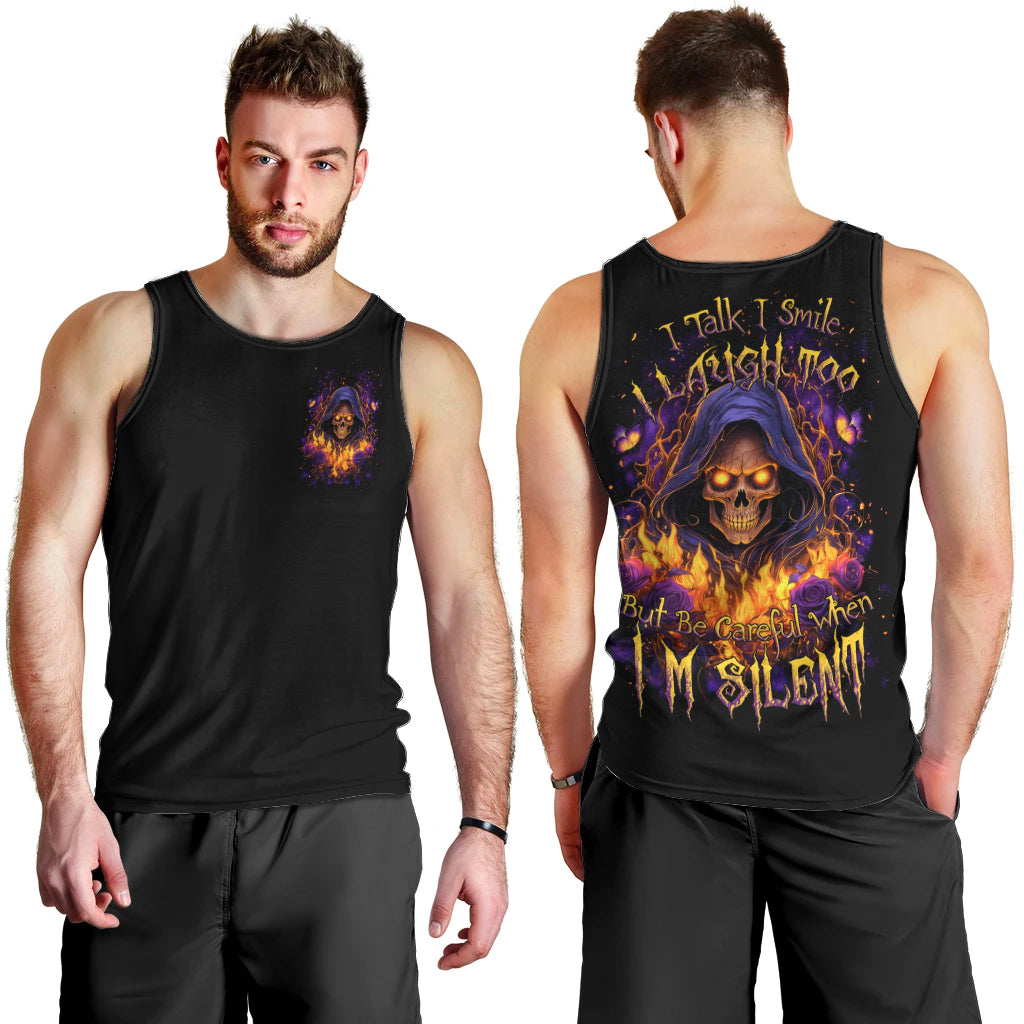 Flame Skull Men Tank Top I Talk I Smite But Be Careful When I Silent - Wonder Print Shop