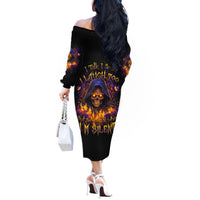 Flame Skull Off The Shoulder Long Sleeve Dress I Talk I Smite But Be Careful When I Silent - Wonder Print Shop