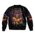 Flame Skull Sleeve Zip Bomber Jacket I Talk I Smite But Be Careful When I Silent - Wonder Print Shop