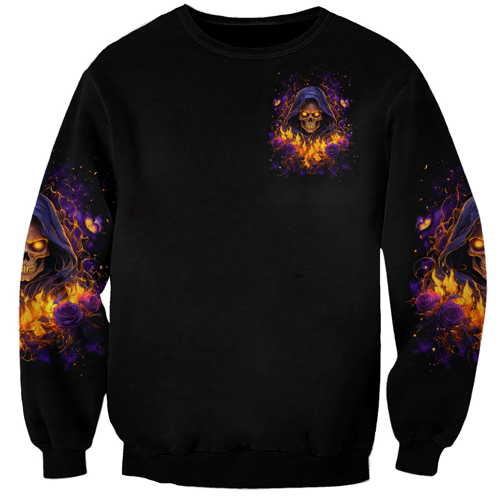 Flame Skull Sweatshirt I Talk I Smite But Be Careful When I Silent - Wonder Print Shop