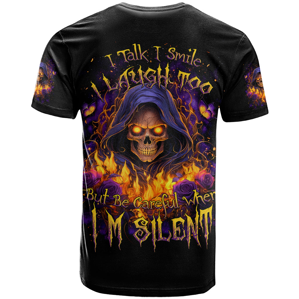 Flame Skull T Shirt I Talk I Smite But Be Careful When I Silent - Wonder Print Shop