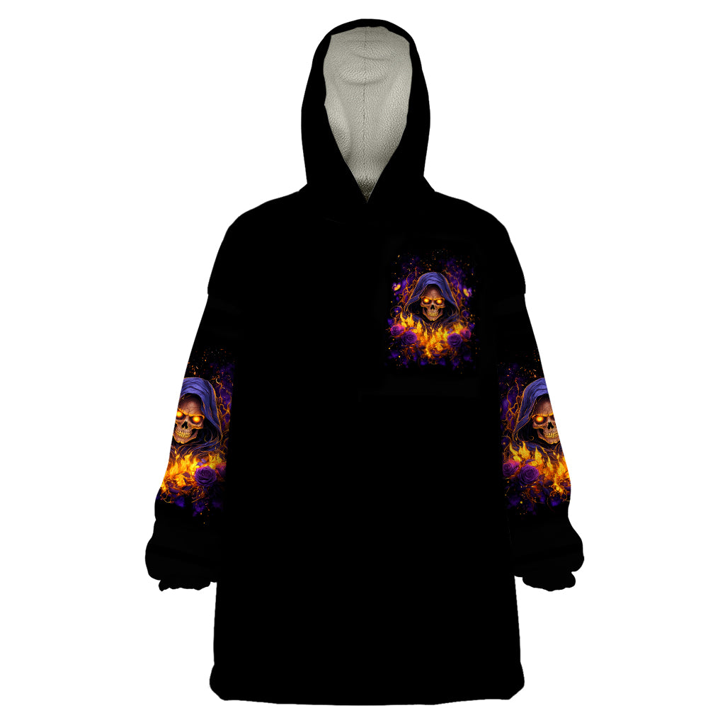 Flame Skull Wearable Blanket Hoodie I Talk I Smite But Be Careful When I Silent - Wonder Print Shop
