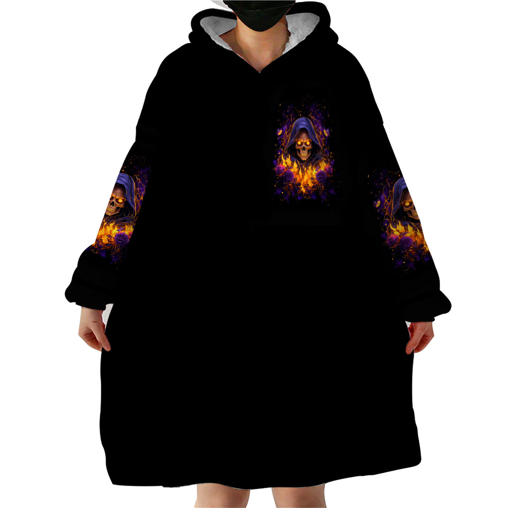 Flame Skull Wearable Blanket Hoodie I Talk I Smite But Be Careful When I Silent - Wonder Print Shop